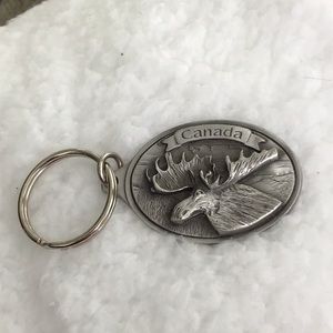 Vintage Solid Pewter Canada Key Ring